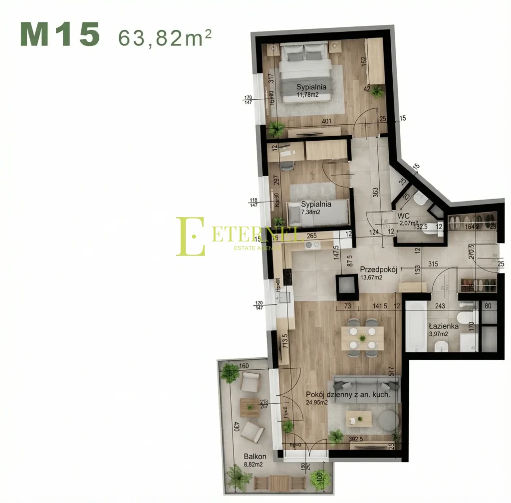 Przestronne mieszkanie 3-pokojowe 63,82m2 – ul. Śliwkowa