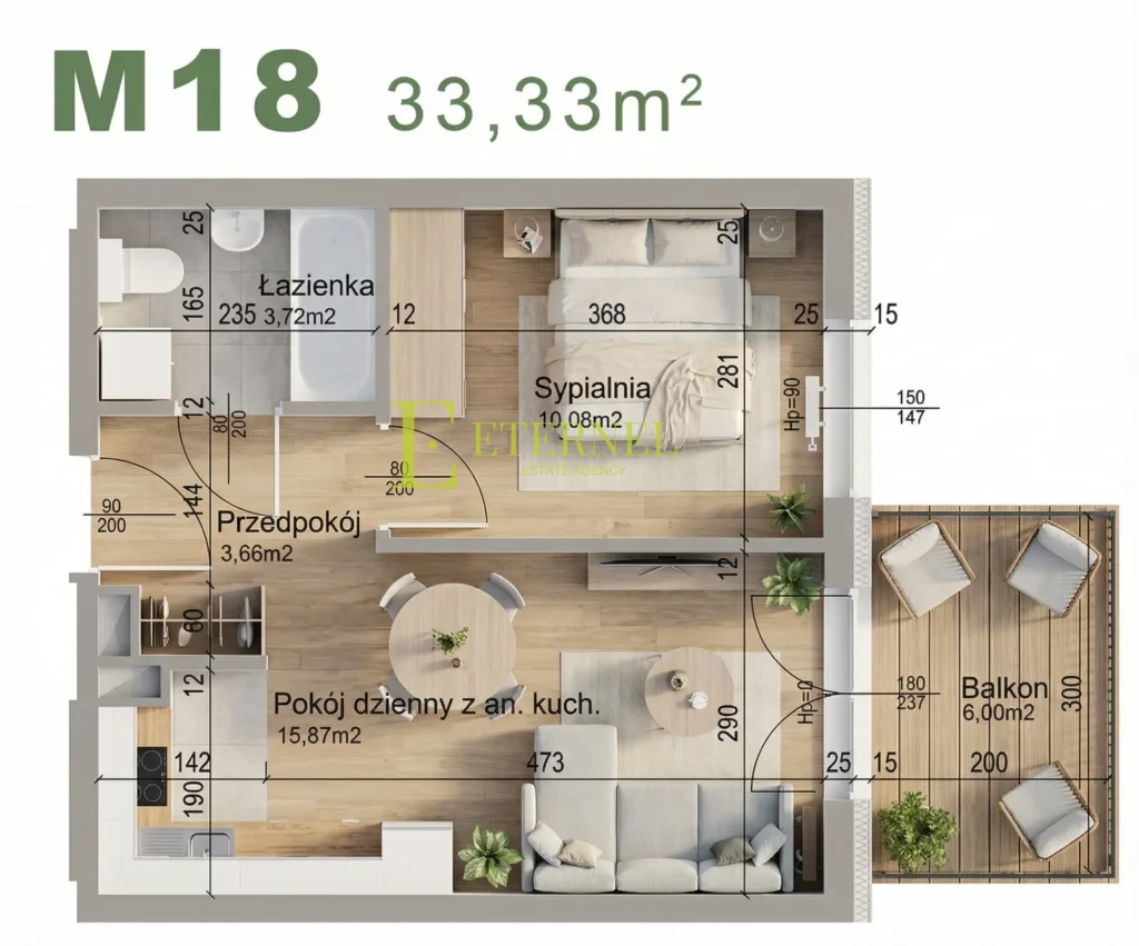 Kompaktowe mieszkanie 2-pokojowe 33,33m2 – ul. Śliwkowa