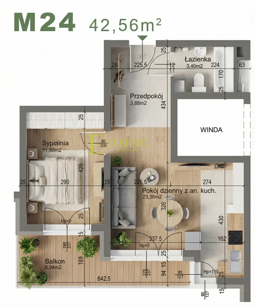Komfortowe mieszkanie 2-pokojowe przy windzie 42,56m2 – ul. Śliwkowa
