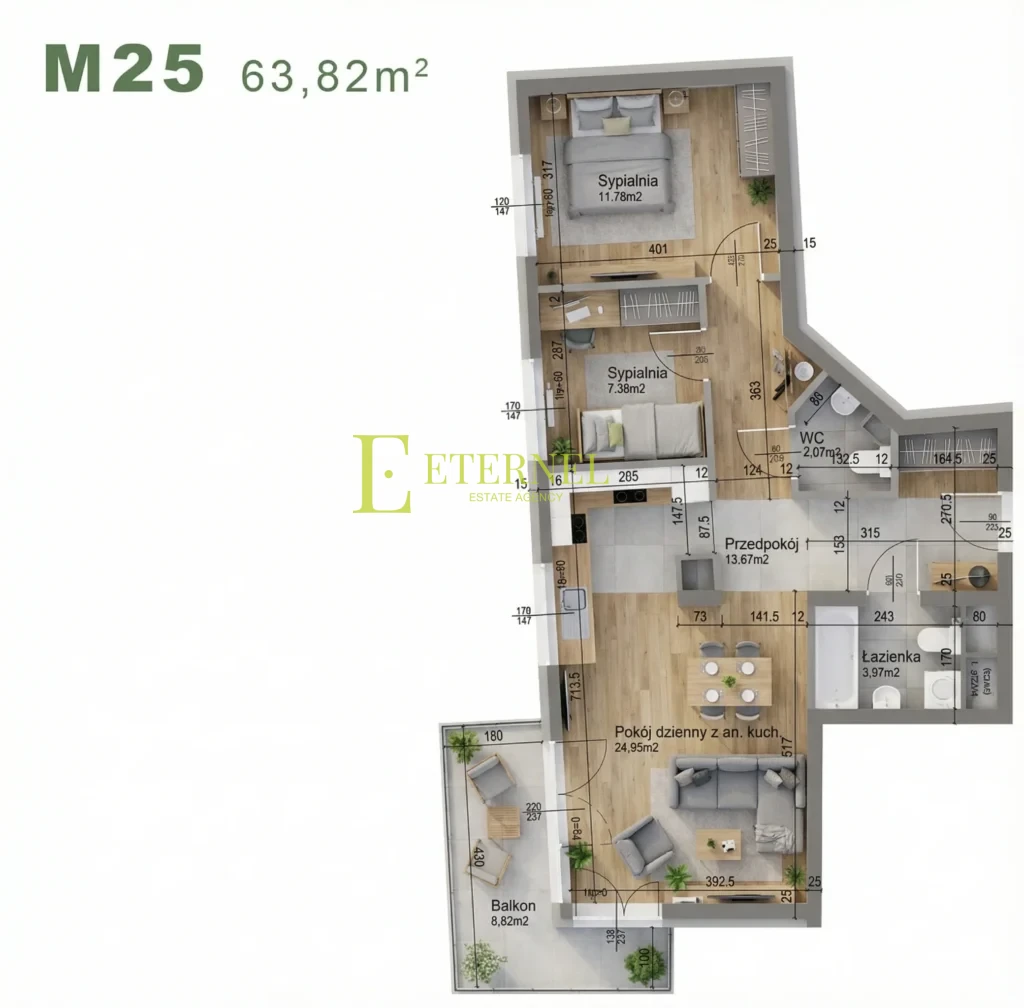Przestronne mieszkanie 3-pokojowe 63,82m2 – ul. Śliwkowa