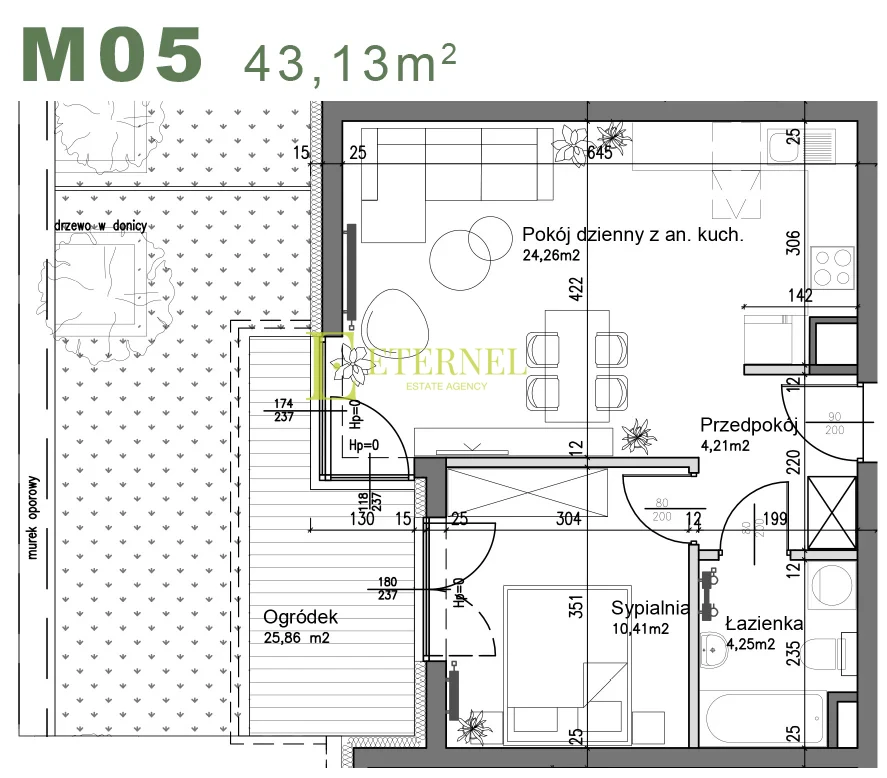 Funkcjonalne mieszkanie 2-pokojowe z ogródkiem 43,13m2 – ul. Śliwkowa