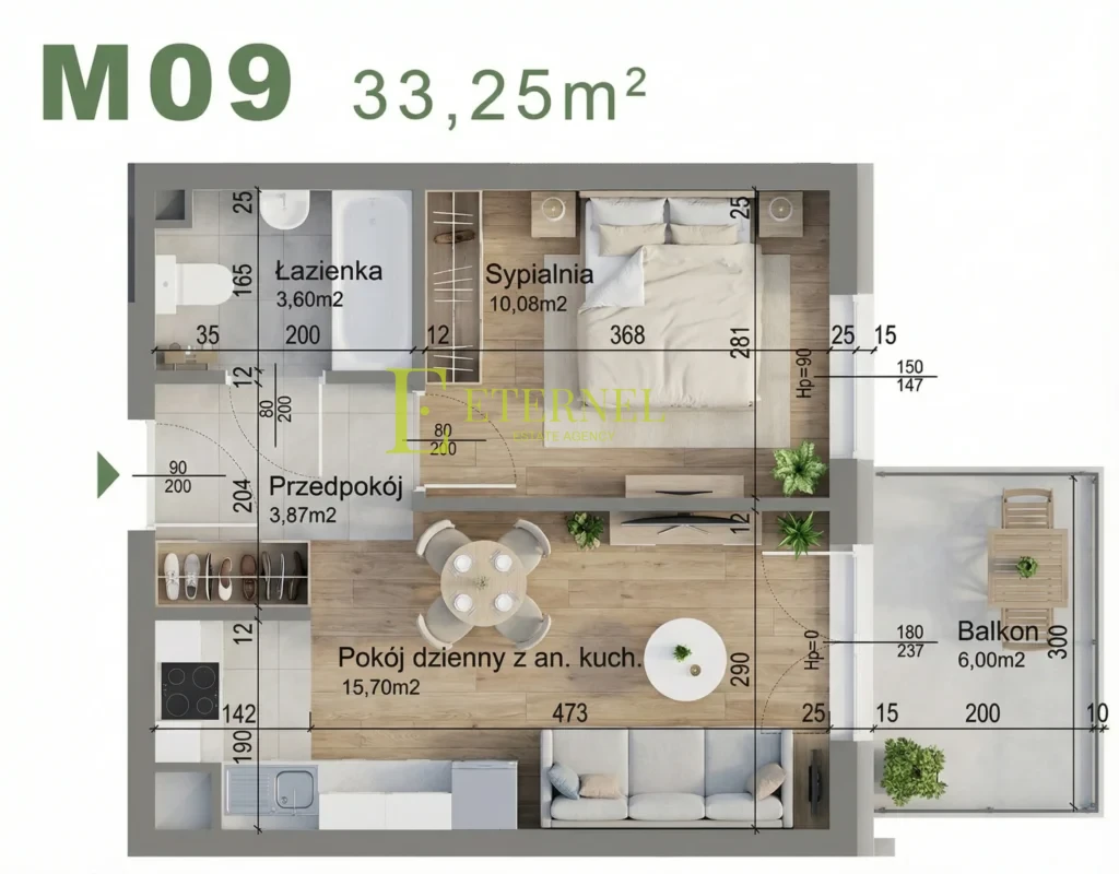 Kompaktowe mieszkanie 2-pokojowe 33,25m2 – ul. Śliwkowa