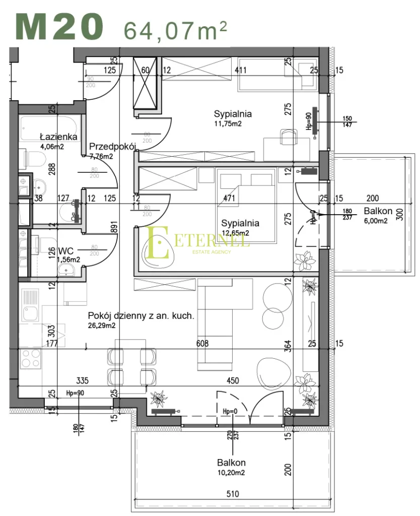 Przestronne mieszkanie 3-pokojowe z 2 balkonami 64,07m2 – ul. Śliwkowa
