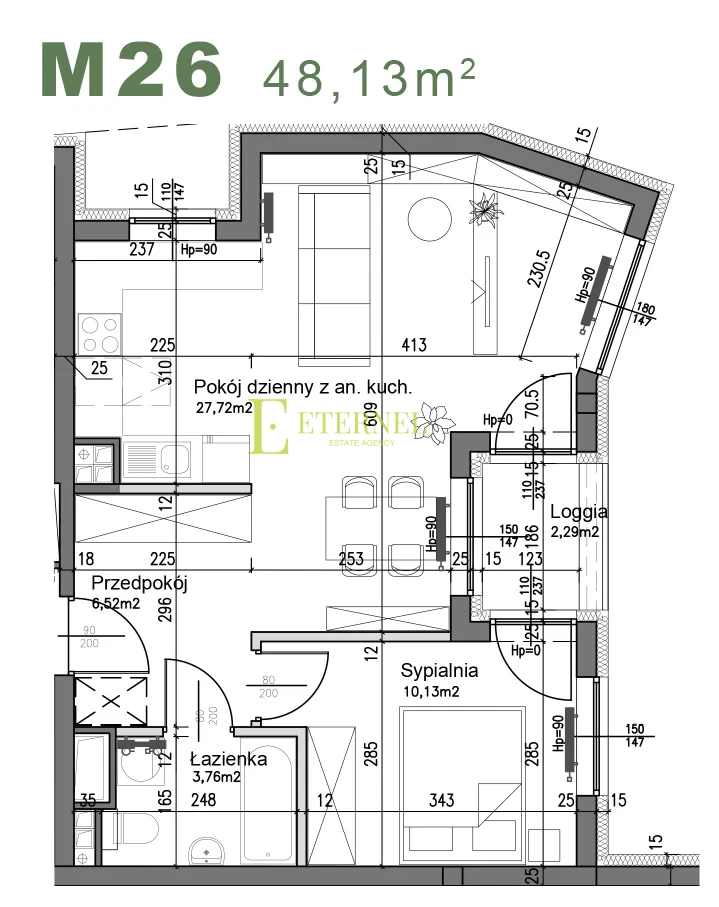 Przestronne mieszkanie 2-pokojowe z loggią 48,13 m² – ul. Śliwkowa