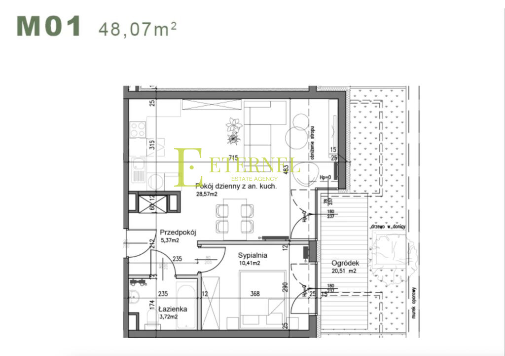 Komfortowe mieszkanie 2-pokojowe z ogródkiem 48,07m2 – ul. Śliwkowa