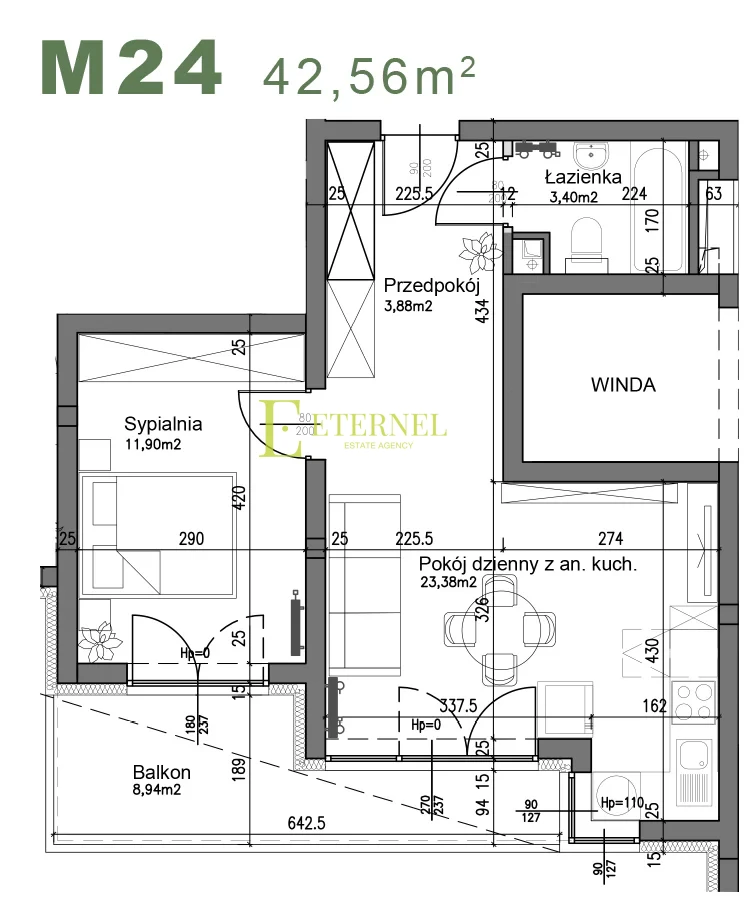 Komfortowe mieszkanie 2-pokojowe przy windzie 42,56m2 – ul. Śliwkowa