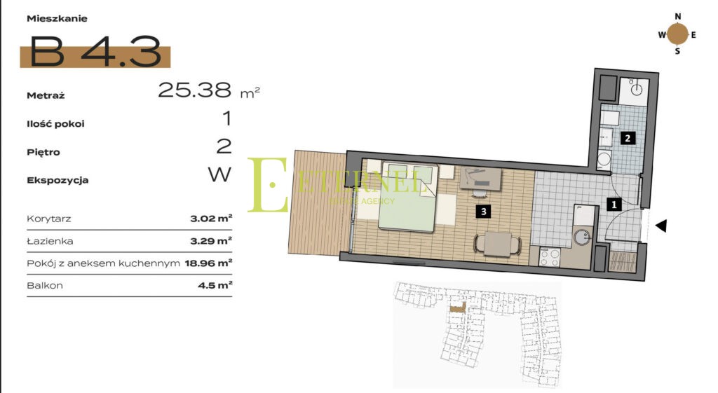 NOWE mieszkanie 1-pokojowe 25,42 m2 z balkonem na sprzedaż – City Łobzów, ul. Bartosza Głowackiego, Kraków, Krowodrza